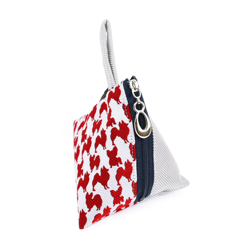 犬のテトラポーチ 三角ポーチ ストラップ ファスナー DOGS 西陣織 日本