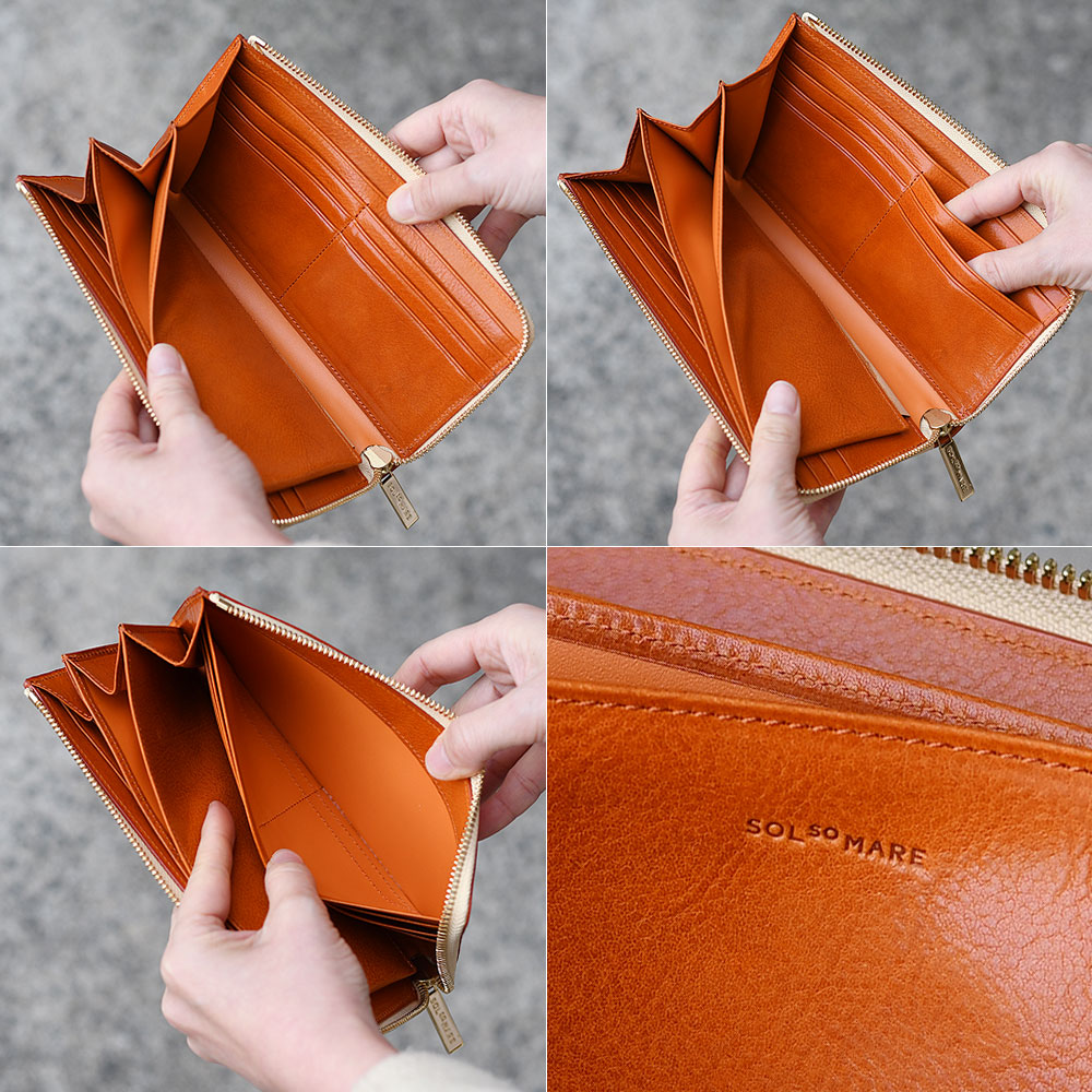 L字ファスナー長財布 大容量 l型 SOLSOMARE ソルソマーレ マチあり2室