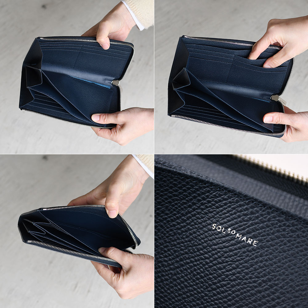 L字ファスナー長財布 大容量 l型 SOLSOMARE ソルソマーレ マチあり2室
