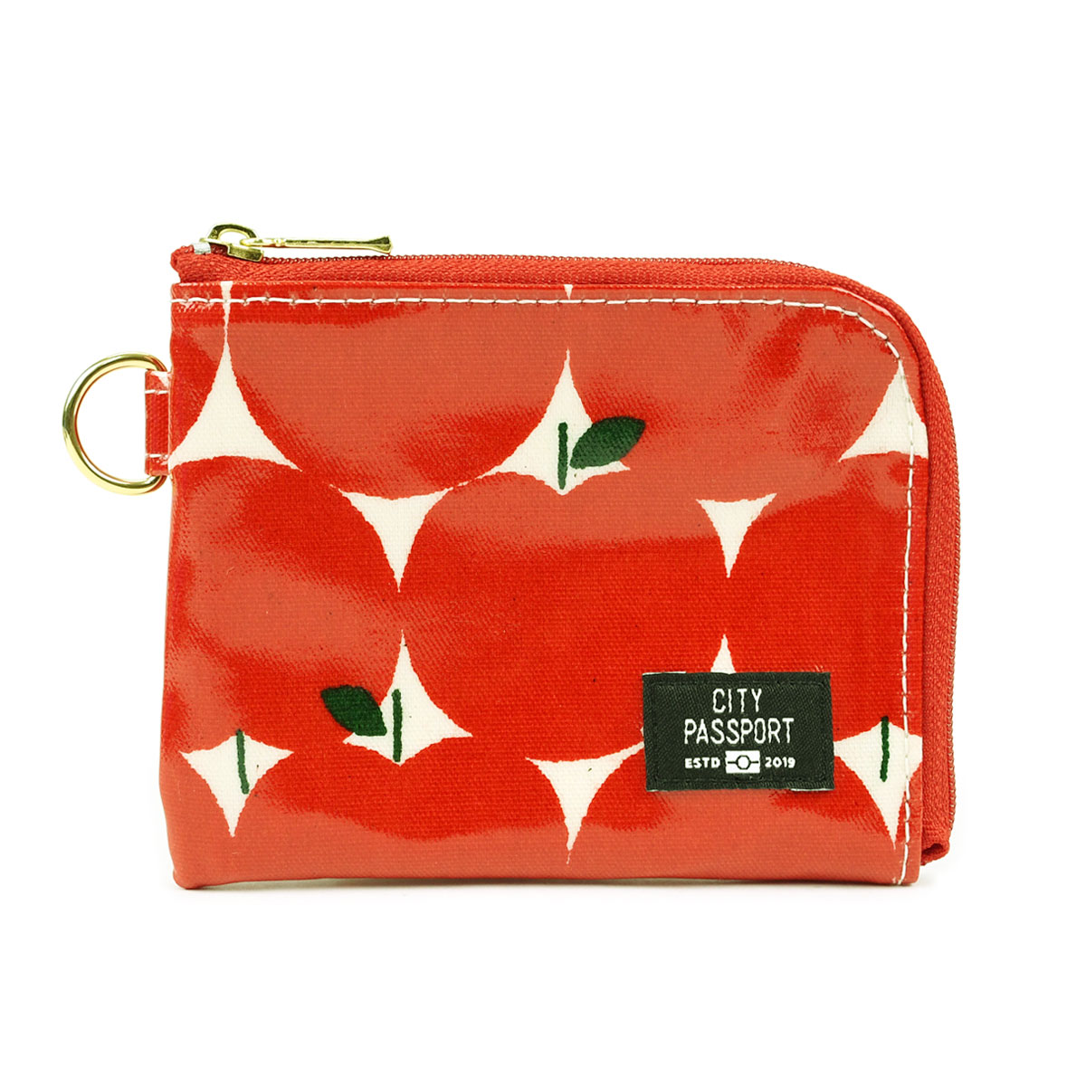 CITY PASSPORT ミニ財布 L字ファスナー 花柄 極薄財布 パスケース付き