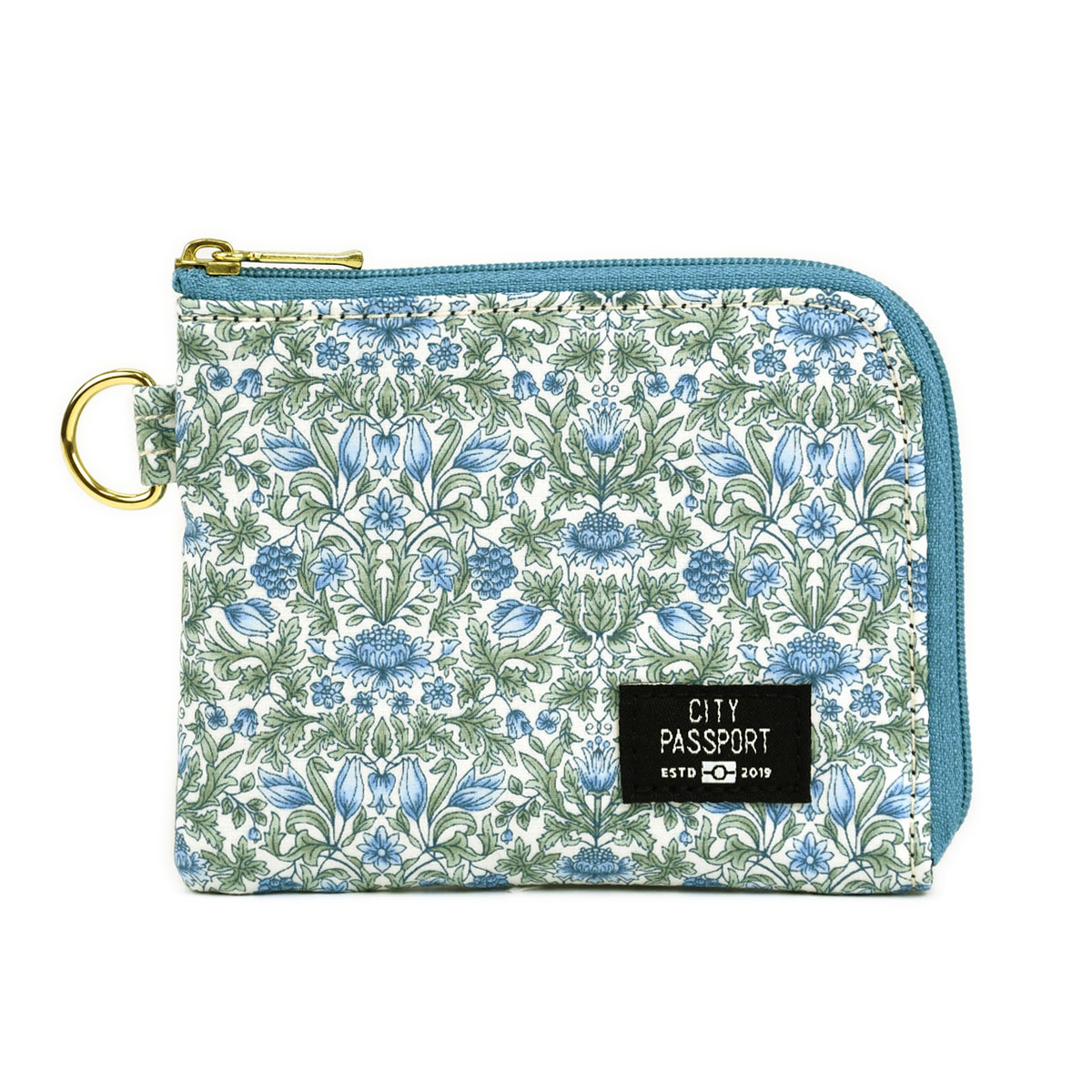 CITY PASSPORT ミニ財布 L字ファスナー 水玉 ドット 花柄 極薄