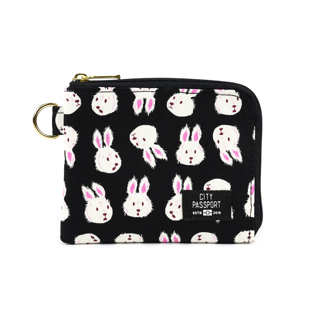 シティパスポート ミニ財布 L字ファスナー 極薄財布 パスケース付き 花