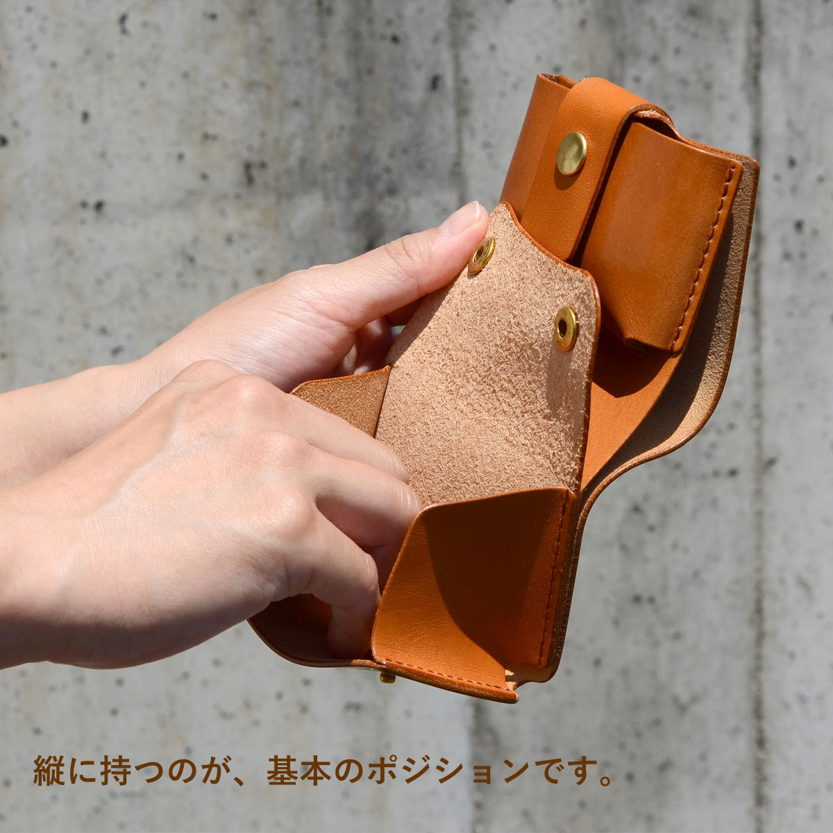 ミニ財布 レディース 二つ折り日本製 ヌメ革 eureka leathercraft ユリカレザークラフト コンパクト カードまとめて｜osaifuyasan｜07