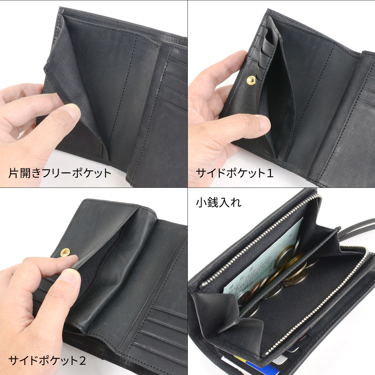 コンパクトミドルウォレット 本革 ミドルウォレット コンパクト財布 WHITE 白ファスナー 本革 財布