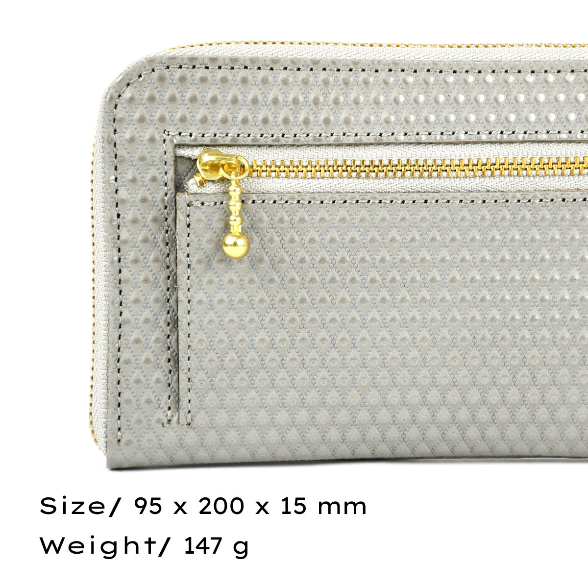 タッセルウォレット ひし形 型押しレザー ORANGE 日本製 長財布 L字