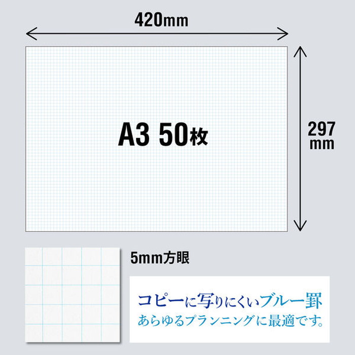オキナ プロジェクトペーパーA3 PPA35S 5mm方眼 関連画像4