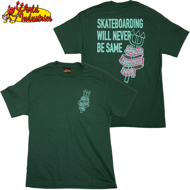 送料無料 M 90s WORLD INDUSTRIES Tシャツ HANES 黒 USA製