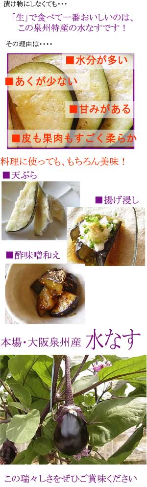 大阪泉州産・有機栽培・水なす