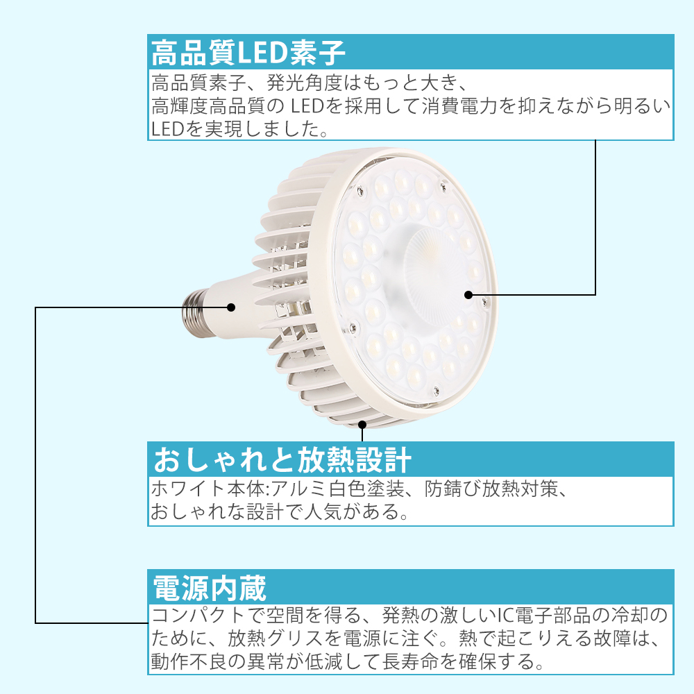 LEDバラストレス水銀灯 E39 1000W相当 100W 高輝度 20000lm 水銀灯から