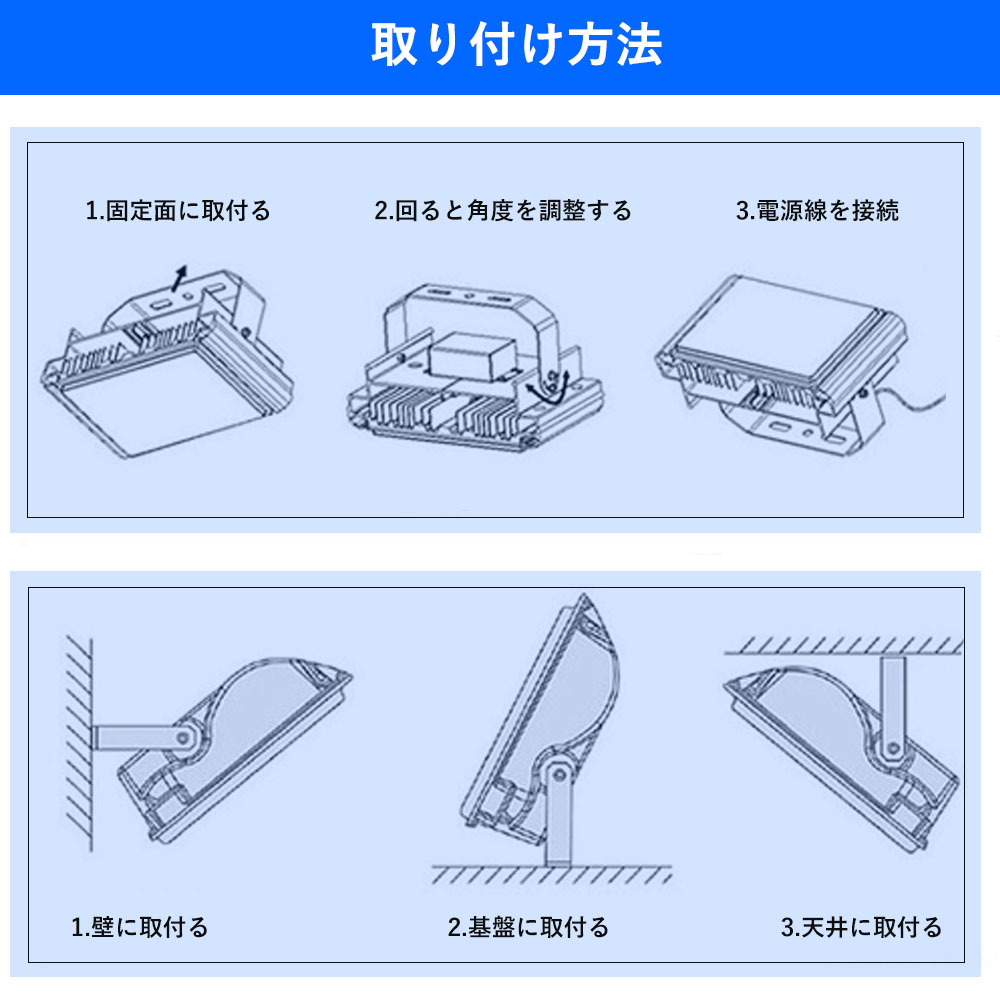 LED投光器 600W 投光器 LED 屋外 防水 看板 駐車場 作業灯 防犯灯 高