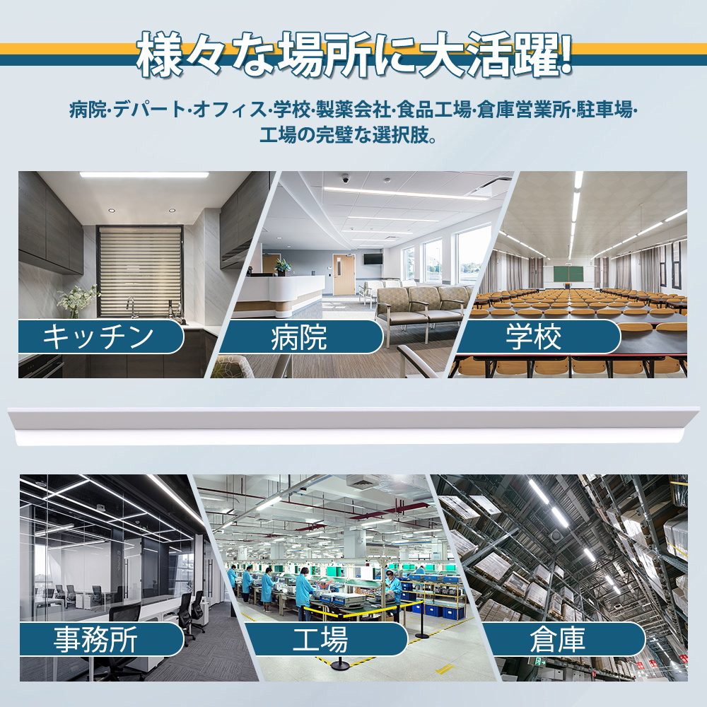 【6台セット】LED ベースライト 逆富士 40W型 逆富士 40w 2灯 led 相当 逆富士 照明器具 逆富士型LEDベースライト LED 逆富士 一体型 40W形 50W【5段階調色】PSEの画像
