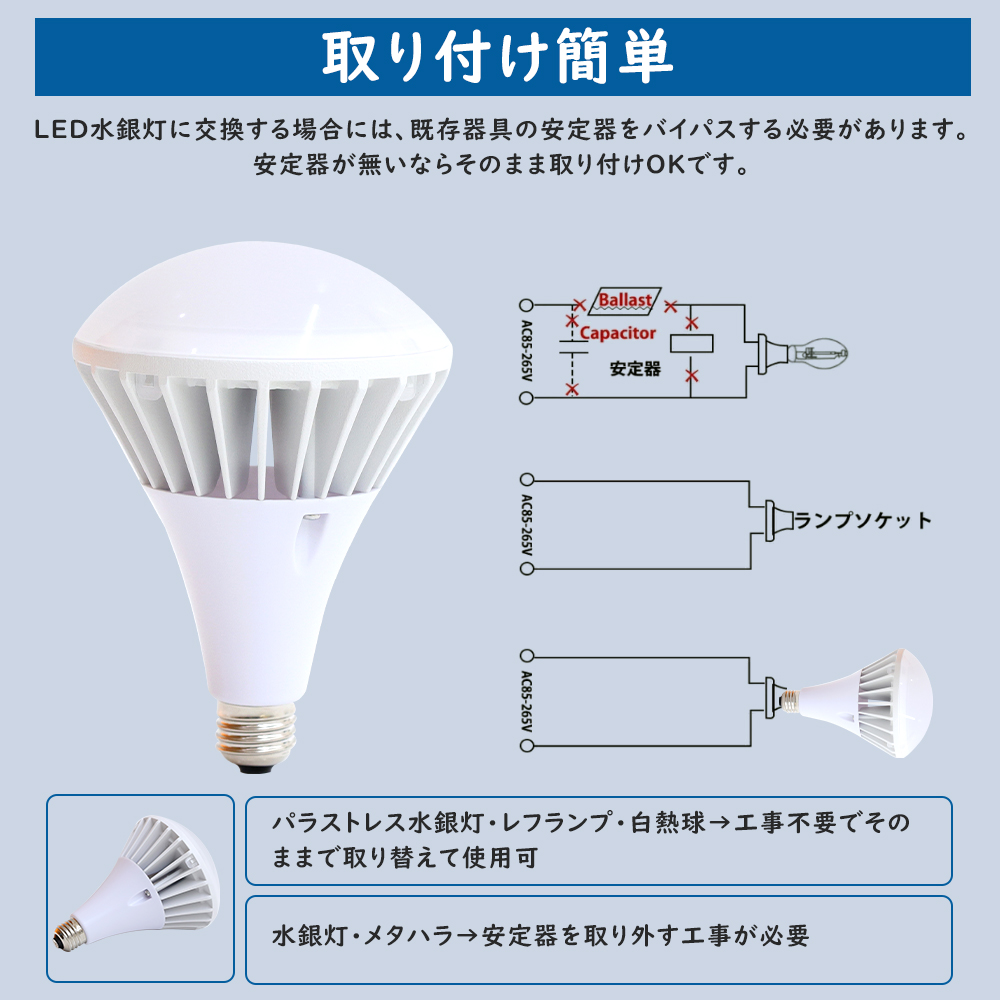 50個【特価】LEDバラストレス水銀灯 PAR38 35W 400W相当 E26 700lm IP65防水 LEDスポットライト LEDビーム電球 ハイビーム電球 看板灯 屋内 屋外兼用 PSE認証の画像