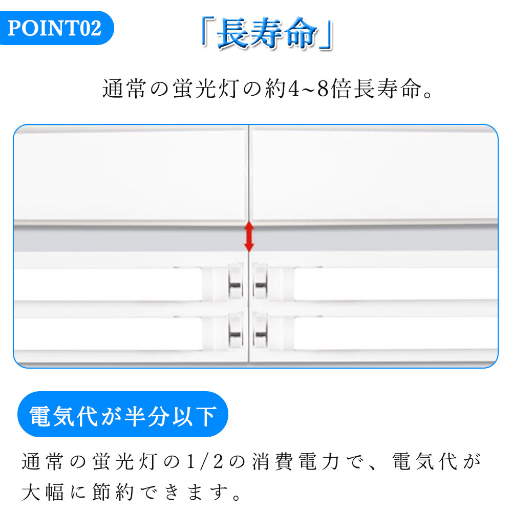 逆富士形 従来天井直付 40形×2灯相当 一体型 LED蛍光灯40w形 直管 代替 器具一体形 施設照明長さ1250ｍｍ 50W 高輝度10000LM【2年保証】50000H 電球色3000K｜osakanumberone｜05