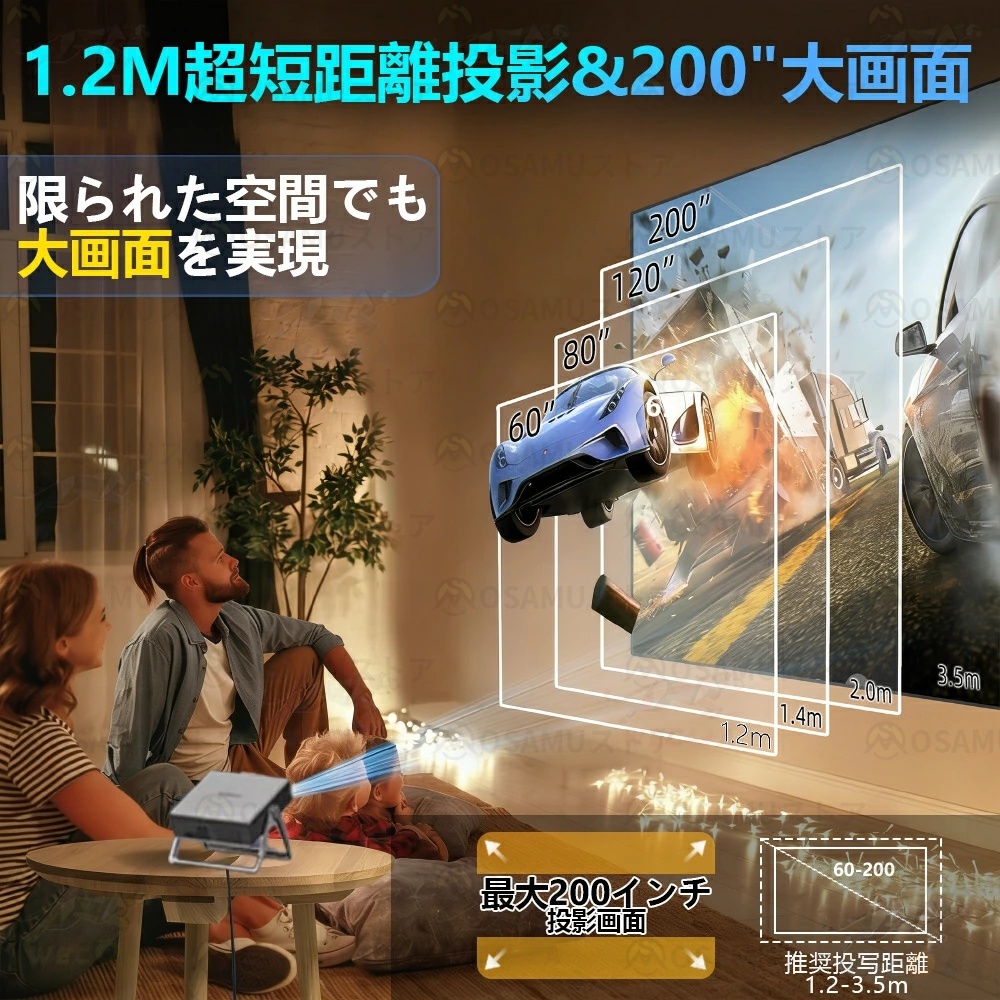 プロジェクター 小型 家庭用 4K対応 1080P高画質 Android搭載 WiFi6 5G