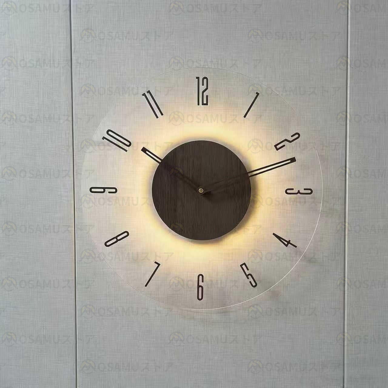 光る壁掛け時計】掛け時計 壁掛け時計 時計 30cm~40cm 北欧 くるみ