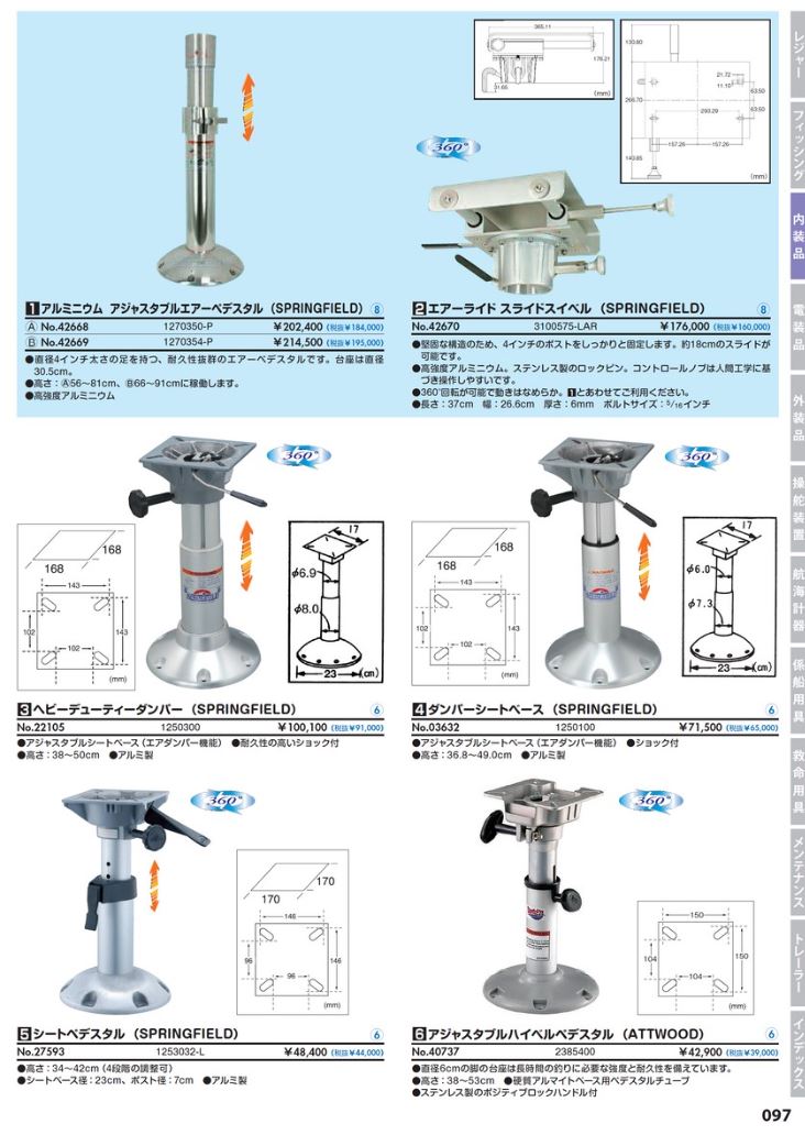 ボート用シート ダンパーシートベース SPRINGFIELD 椅子 高さ 調節 調整 椅子 足 ボート シート 船 釣り 伸縮 バイプ マリン用品 :  44502 : ユニマットマリン - 通販 - Yahoo!ショッピング