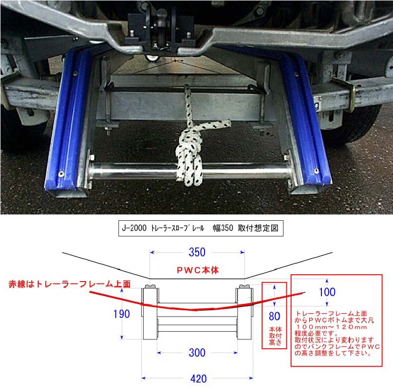 ファクトリーゼロ スロープレール 幅350 トレーラー用 J-2000 : 95648 : ユニマットマリン - 通販 - Yahoo!ショッピング