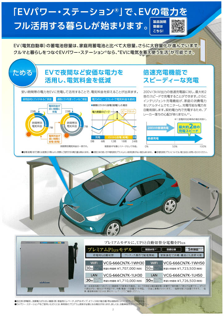 補助金対象ニチコン EVパワーステーション プレミアムPLUS VCG-666CN7