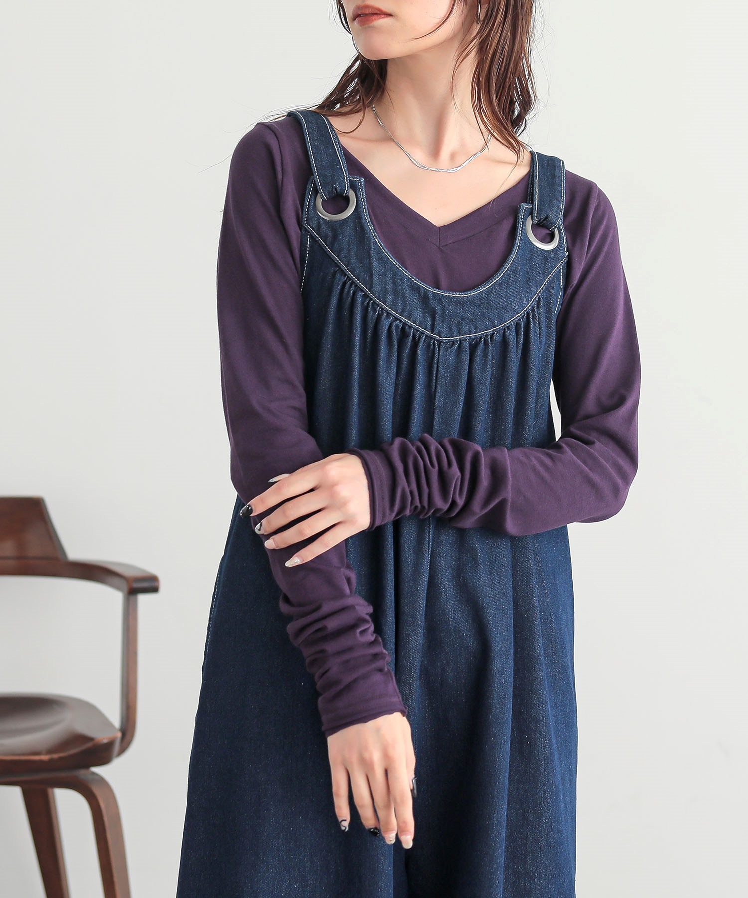 ロンT Tシャツ カットソー レディース トップス 長袖 Vネック 綿100％ 日本製 秋 冬 春 シンプルロンTシリーズ 「メール便可」「5」 | osharewalker | 05