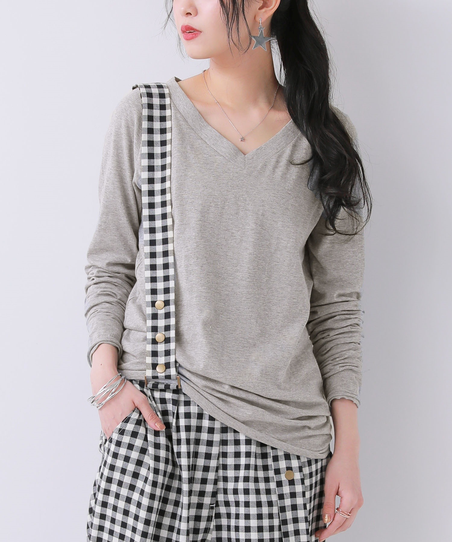 ロンT Tシャツ カットソー レディース トップス 長袖 Vネック 綿100％ 日本製 秋 冬 春 シンプルロンTシリーズ 「メール便可」「5」 | osharewalker | 11