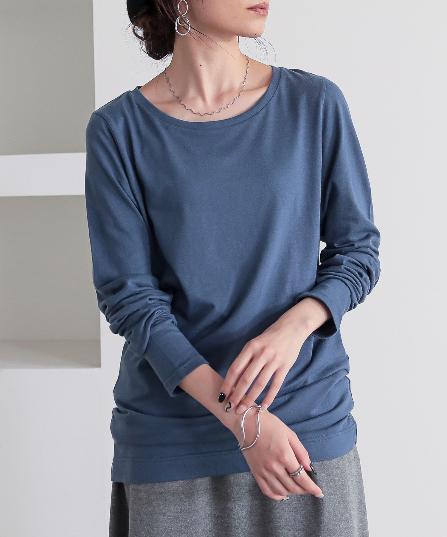 Tシャツ 長袖 レディース 春 夏 秋 冬 白 黒 カットソー インナー M〜LL 重ね着 綿100％ 30代 40代 50代 大きいサイズ オシャレウォーカー「メール便可」「5」 | osharewalker | 04