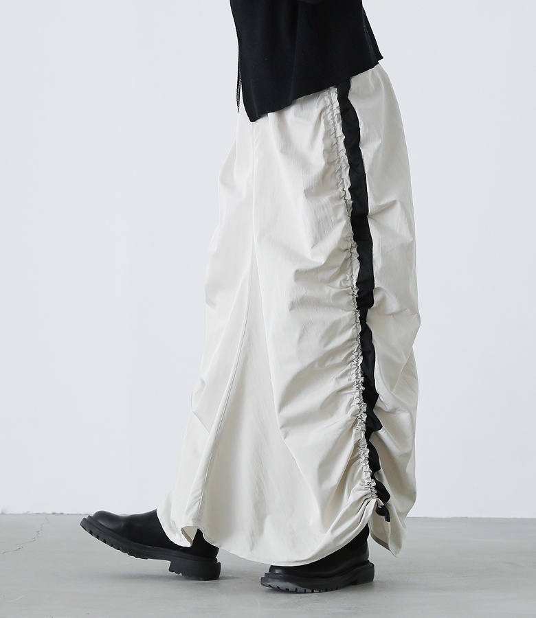 osharewalker スカート レディース ボトムス ロング丈 黒 白 春