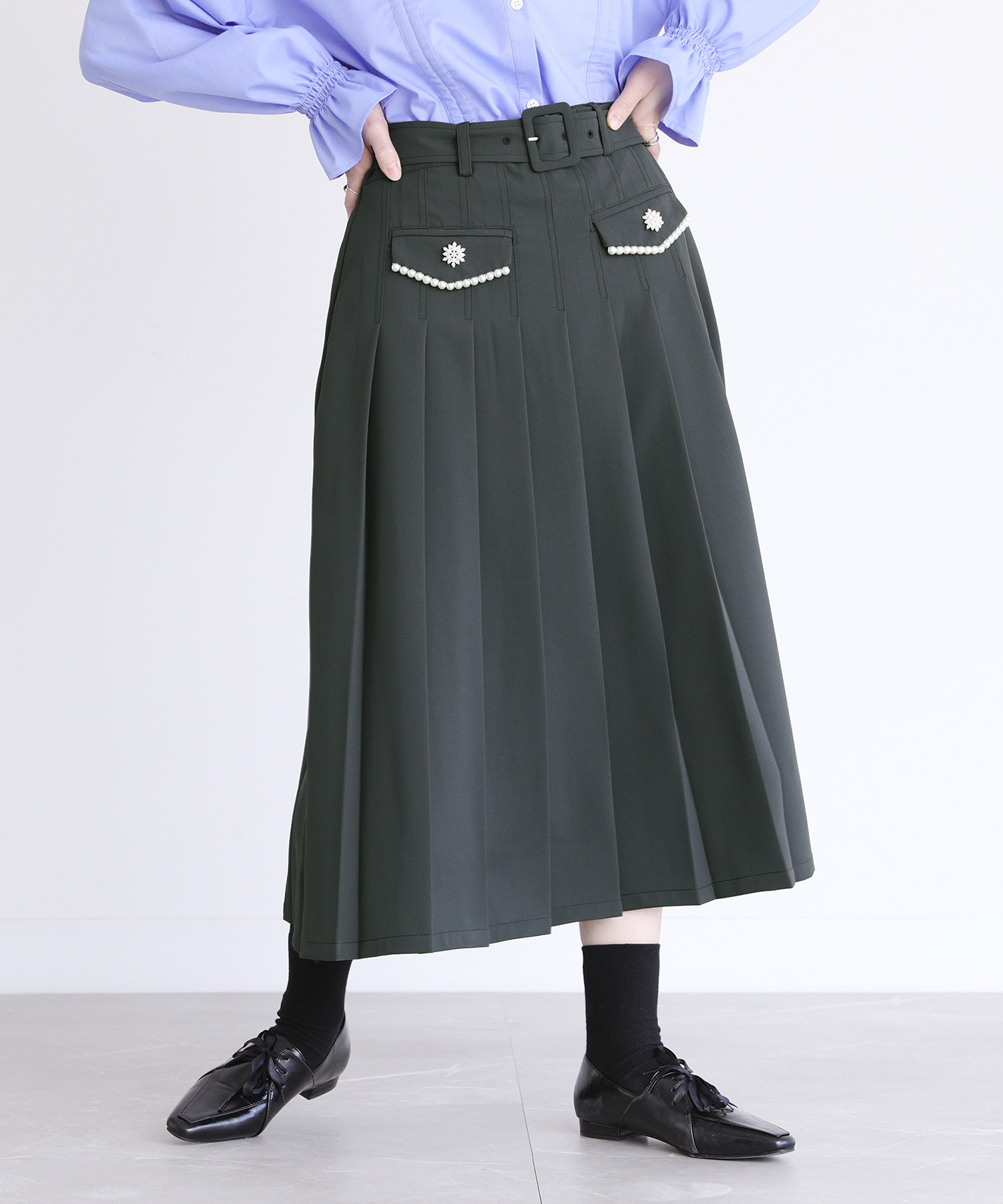 osharewalker（オシャレウォーカー） スカート ロング 膝丈 プリーツ