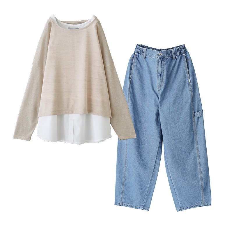 2点コーデセット 2026 レディース プルオーバー 長袖 ハーフジップ パンツ ロングパンツ ワイドパンツ「メール便不可」「40」 | osharewalker | 01