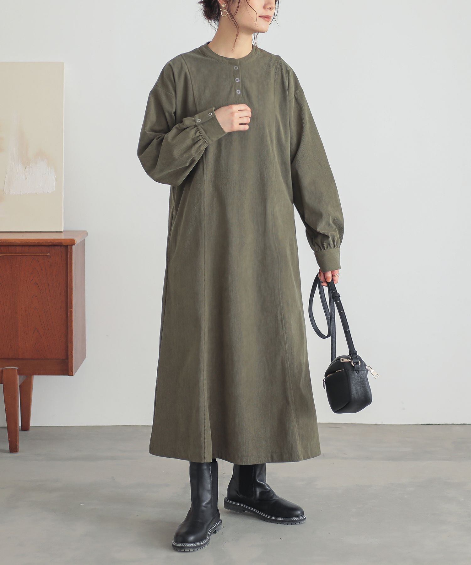 コーデュロイ長袖ワンピース　MHL. osharewalker（オシャレウォーカー） ワンピース レディース 長袖