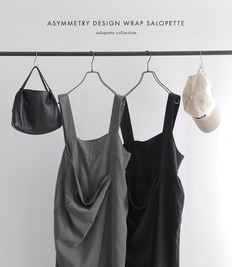 サロペット レディース ボトムス パンツ サロペットパンツ オールインワン ロング丈 アシンメトリー ラップ 春 秋 冬 オシャレウォーカー「メール便不可」「20」 | osharewalker | 18
