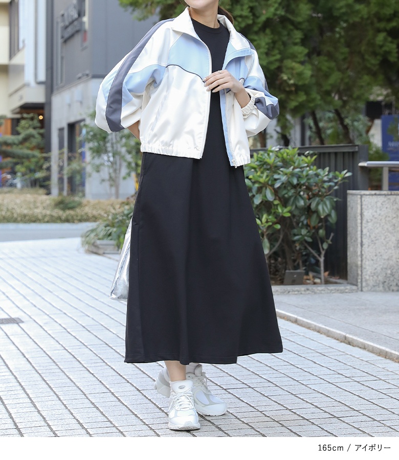 ブルゾン レディース アウター ライトアウター ジャケット 羽織 長袖 スタンドカラー 配色【メール便不可】【30】 | osharewalker | 06