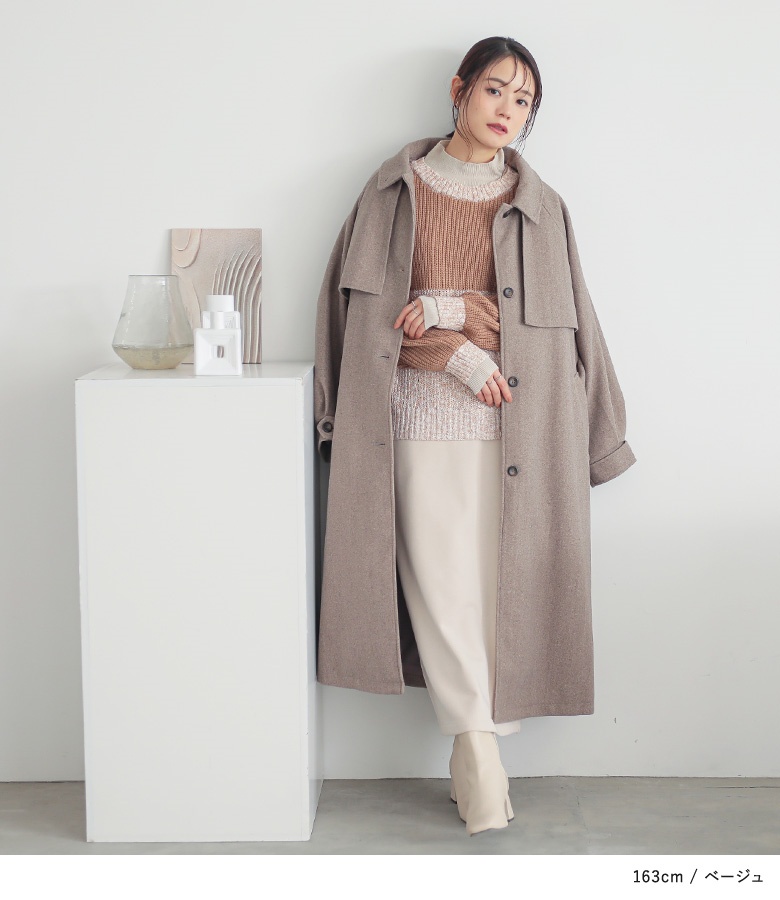 osharewalker トップス レディース ニット 長袖 配色 重ね着風