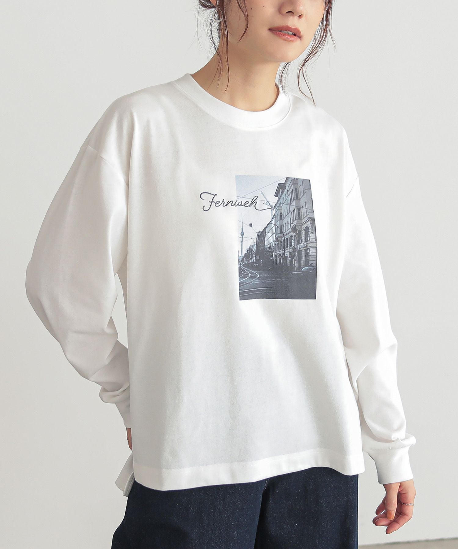 トップス カットトップス 長袖 レディース カットソー Tシャツ ロンT ロゴT シンプル 刺繍 着回し「メール便可」「10」 | osharewalker | 01