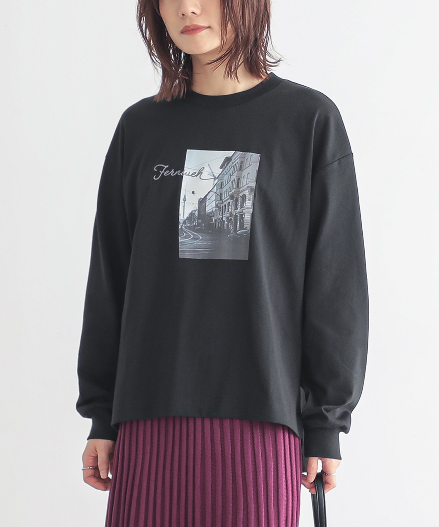 トップス カットトップス 長袖 レディース カットソー Tシャツ ロンT ロゴT シンプル 刺繍 着回し「メール便可」「10」 | osharewalker | 03