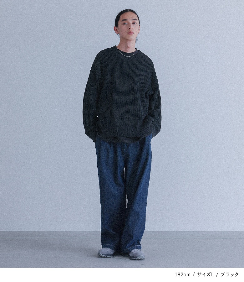 osharewalker（オシャレウォーカー） ニット 長袖 メンズ 春 秋 冬 黒