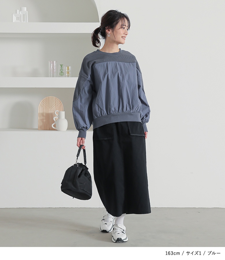 osharewalker カットソー レディース トップス 長袖 異素材