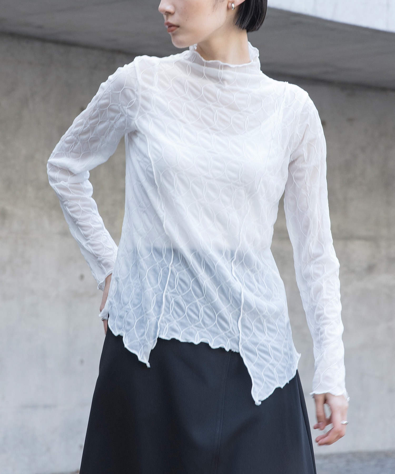 Aakasha アーカシャ アシンメトリー ハイネック フーディー ポンチョ プチハイネックラメシアートップス【メール便可／70】通販
