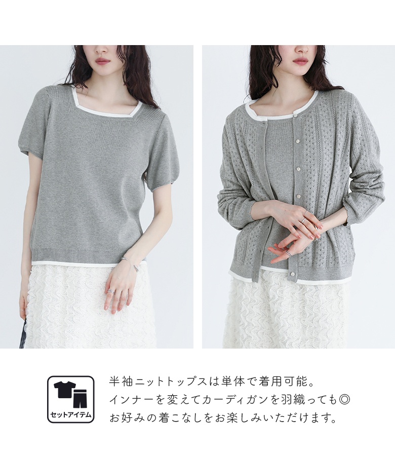 THOM BROWNE 半袖ニットトップス ホワイト/グレー THOM BROWNE 半袖ニットトップス ホワイト/グレー ウィメンズ