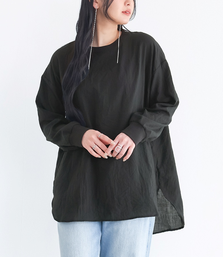 プルオーバー レディース トップス 布帛トップス 長袖トップス クルーネック シアー 透け感 重ね着 レイヤード 春 秋 オシャレウォーカー「メール便可」「10」 | osharewalker | 02