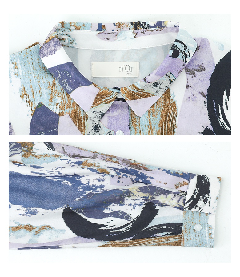 シャツ 長袖 レディース トップス ブラウス 柄シャツ オーバーシャツ 羽織 水彩プリント ペイント風 オーバーサイズ ゆったり 50代 春 秋「メール便可」「10」 | osharewalker | 16