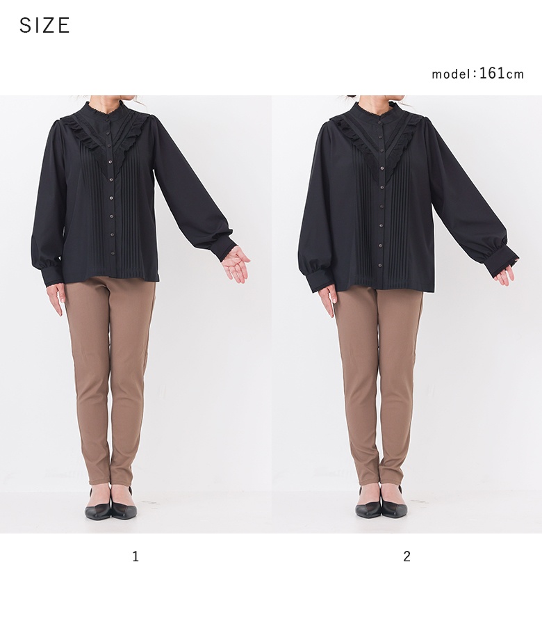 OGHA 長袖ブラウス　黒 osharewalker（オシャレウォーカー） ブラウス 長袖 レディース
