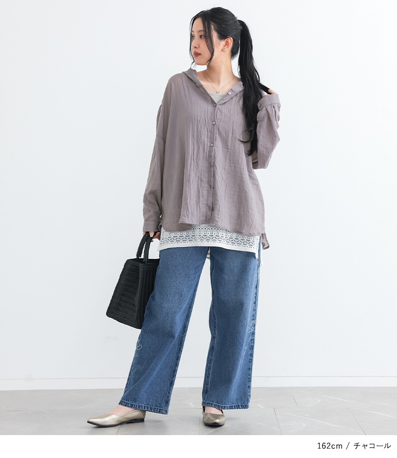 シャツ uvカット シアー 薄手 トップス レディース 春 夏 秋 シアーシャツ フードシャツ パーカー 羽織 返品交換不可「メール便可」「5」 | osharewalker | 13