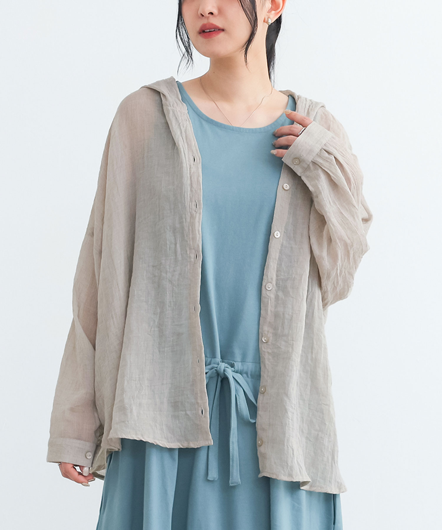 シャツ uvカット シアー 薄手 トップス レディース 春 夏 秋 シアーシャツ フードシャツ パーカー 羽織 返品交換不可「メール便可」「5」 | osharewalker | 02