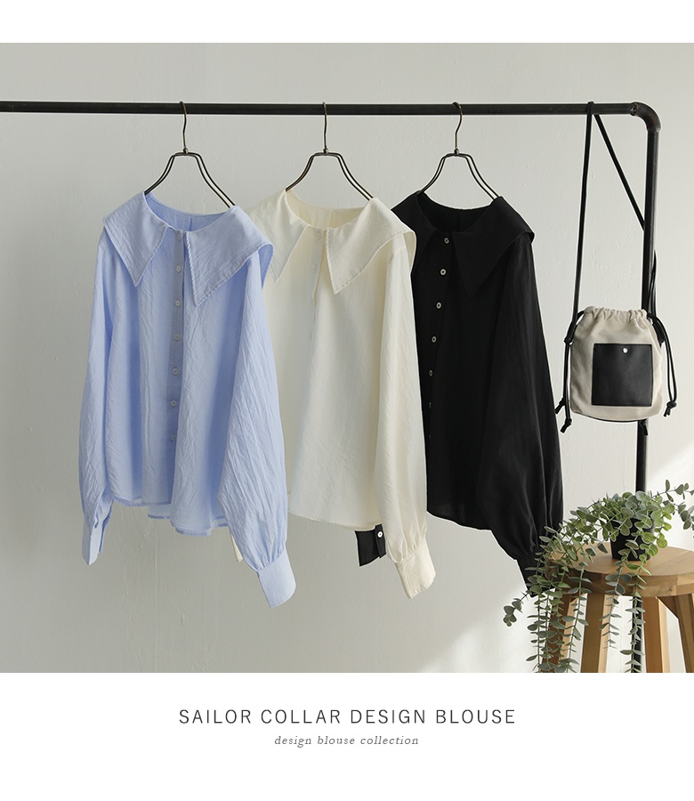 ブラウス レディース 布帛トップス 長袖ブラウス セーラー襟 セーラーカラー 襟付き ぽわん袖 ボリューム袖 春 秋 オシャレウォーカー「メール便可」「10」 | osharewalker | 09