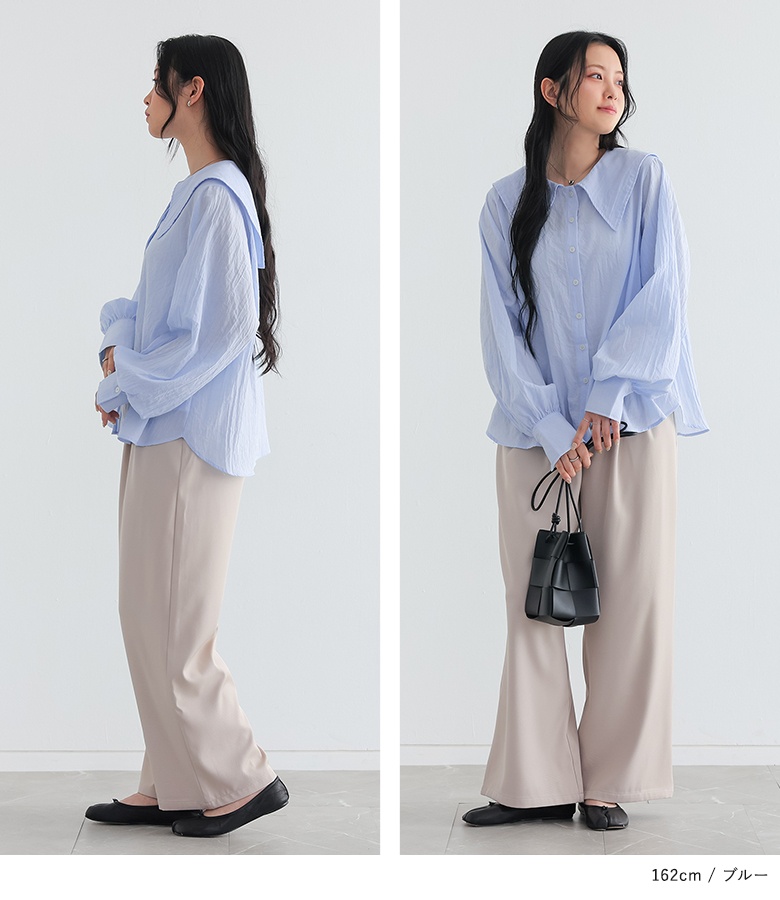 ブラウス レディース 布帛トップス 長袖ブラウス セーラー襟 セーラーカラー 襟付き ぽわん袖 ボリューム袖 春 秋 オシャレウォーカー「メール便可」「10」 | osharewalker | 15