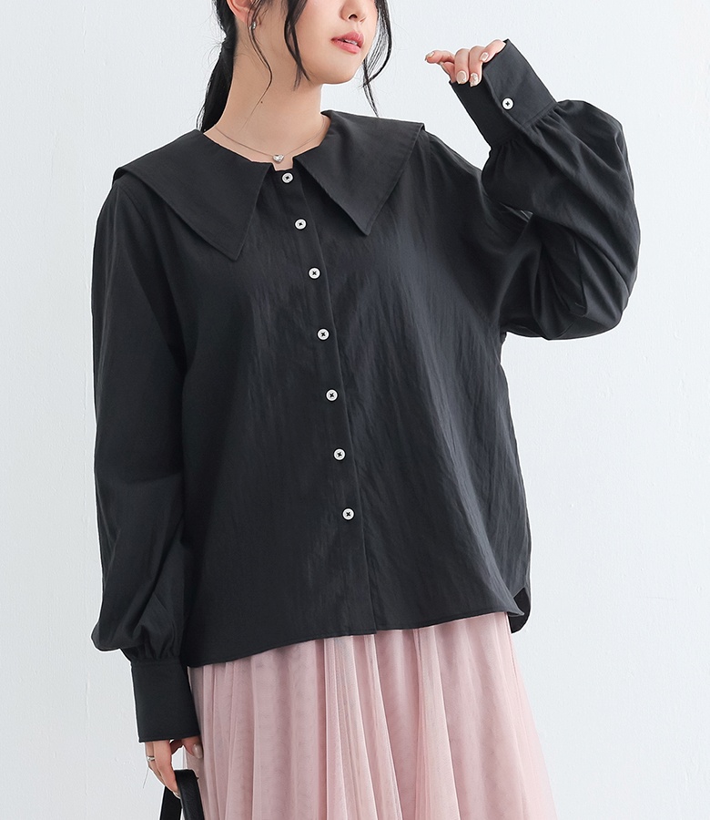 ブラウス レディース 布帛トップス 長袖ブラウス セーラー襟 セーラーカラー 襟付き ぽわん袖 ボリューム袖 春 秋 オシャレウォーカー「メール便可」「10」 | osharewalker | 03