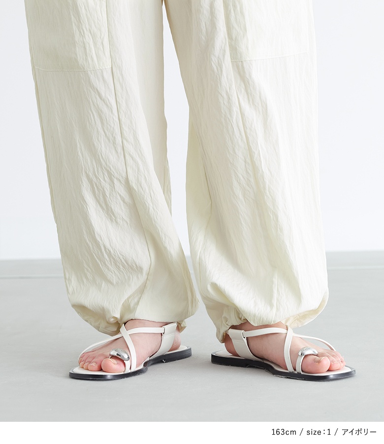 ワークパンツ ボトムス レディース イージーパンツ ロング丈 ポケット ウエストゴム ナイロン混 シャカシャカ ドロスト「メール便可」「10」 | osharewalker | 16