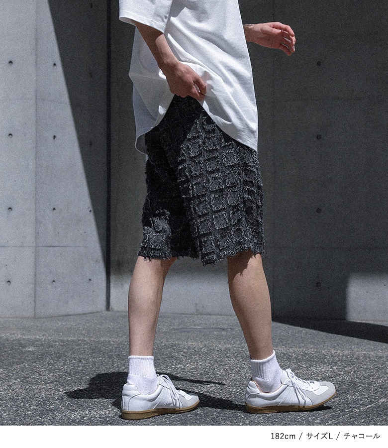 ショートパンツ メンズ ボトムス 膝丈 ハーフパンツ イージーパンツ カットジャカード ジャガード ウエストゴム セットアップ 春 夏「メール便可」「10」 | osharewalker | 04