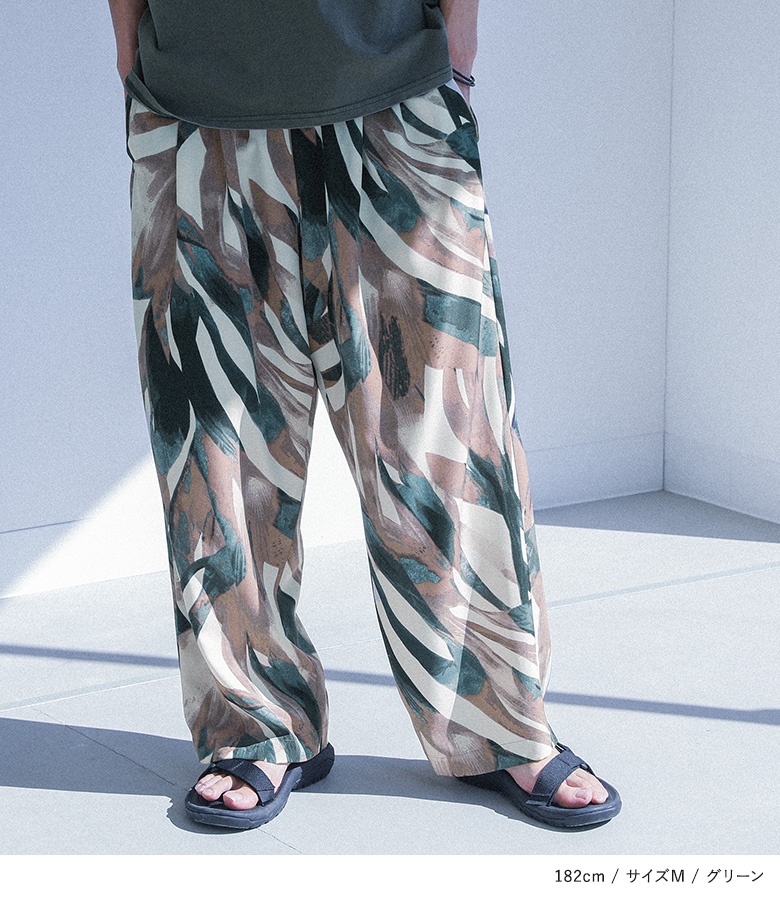 パンツ メンズ ボトムス ロング丈 イージーパンツ 柄パンツ ワイド ストレート ウエストゴム 紐 ベルトループ 楽ちん 50代 60代 春 夏 秋「メール便可」「10」 | osharewalker | 08