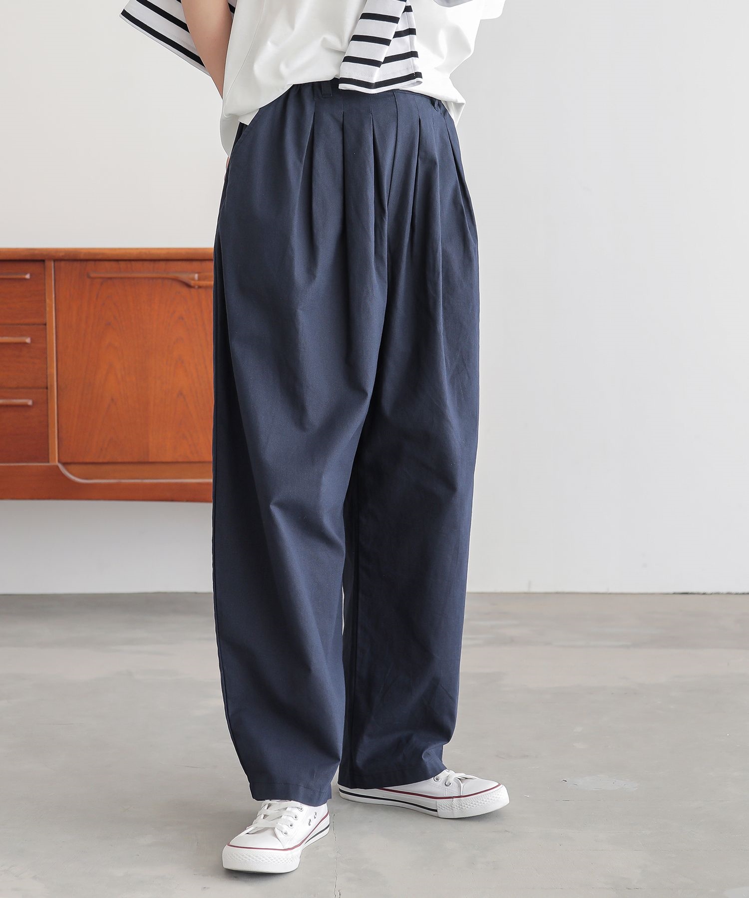osharewalker パンツ レディース ボトムス タック ロング 吸水速